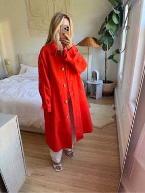 Arket Orange Trench Coat Size Xs